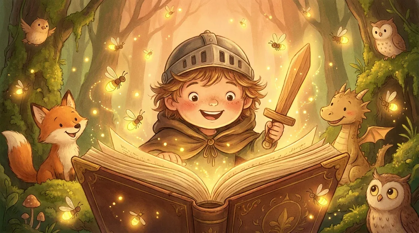 Child's face illustrated as the hero inside a personalized fantasy storybook, gifts for 6 year old who loves stories