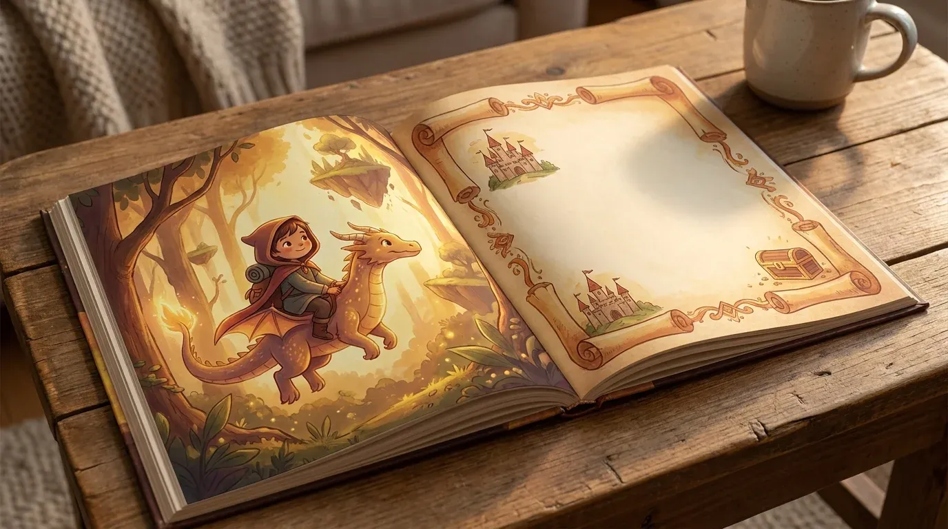 Open personalized children's book showing a child's face in illustrated story pages — are personalized books worth it